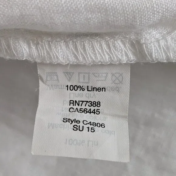 J. Crew Top Women's Size 2 White Scalloped Split-Back Linen Eyelet Blouse #C4806 - Picture 11 of 14